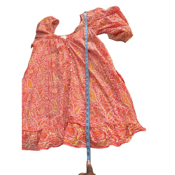 Cleobella Orange Paisley Print Button Front Boho Bohemian Grace Mini Dress Small - Picture 12 of 12